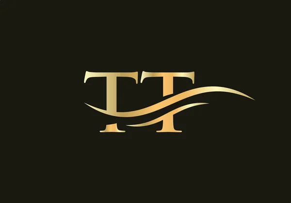 Ttロゴデザイン Tt現代の創造的なユニークなエレガントな最小限 Tt初期ベースの文字アイコンロゴ — ストックベクタ