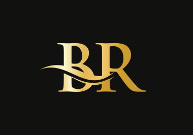 İş ve şirket kimliği için en az BR harfli logo. Yaratıcı Harf BR Logo Vektör Şablonu.