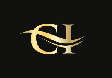 CI harfleri, altın rengi Modern Moda logosu. Şirket tabelası için CI Logo tasarımı