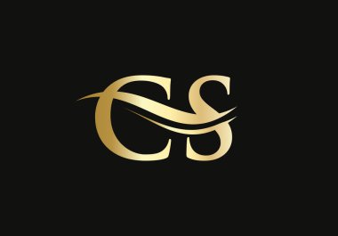 CS logo tasarımı. Su dalgası konseptli yaratıcı ve minimalist harf logosu tasarımı.