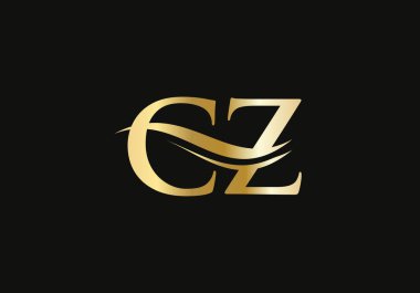 Su dalgası konseptli yaratıcı ve minimalist CZ logo tasarımı. CZ harf logo tasarımı