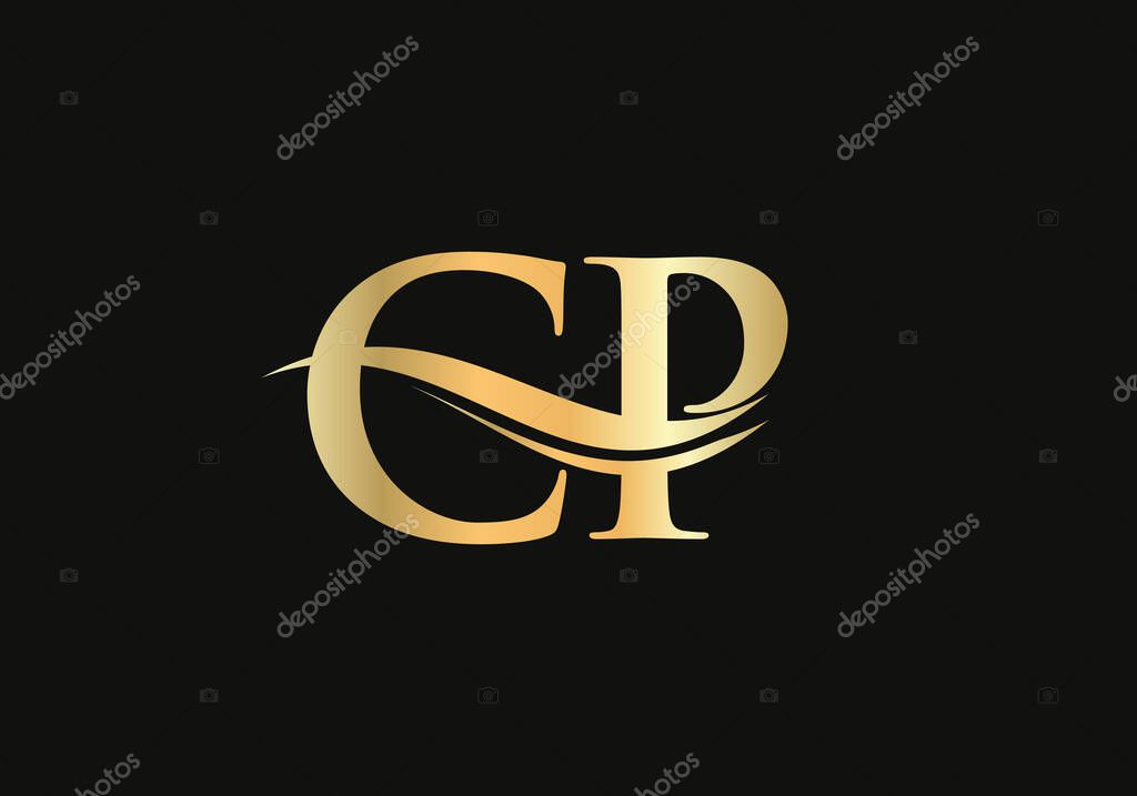 Creative and Minimalist Letter CP Logo Design with water wave concept. CP letter logo design