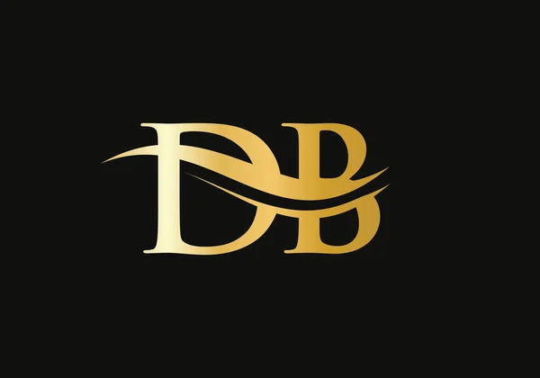 Dbロゴデザイン 創造的かつミニマリズム文字Db水波の概念とロゴデザイン — ストックベクタ