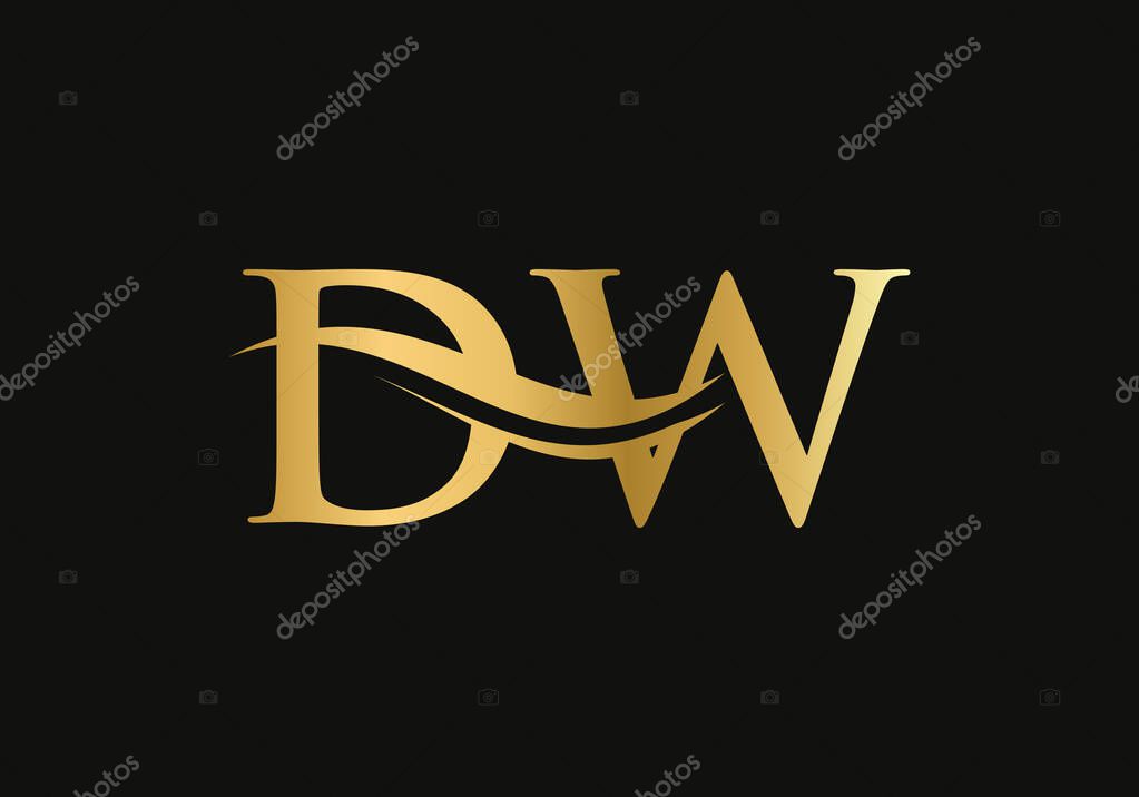 Swoosh Letter DW Logo Design for business and company identity. Creative DW letter with luxury concept.