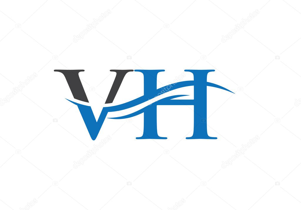 Letter VH Logo Design with water wave concept. VH letter logo design