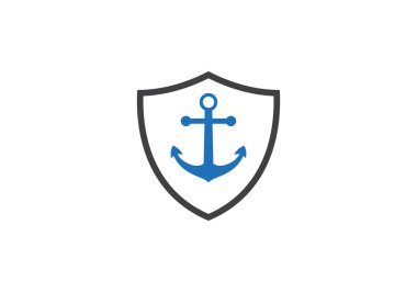 Kalkan Logo Şablonu Vektör Simgesi İllüstrasyonlu Çapa. Basit çapa simgesi