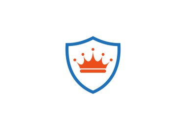 Kalkan konseptli Crown logo vektörü. Modern eğilimli taç simgesi