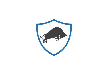 Kalkan konsept vektör tasarımlı minimum OX boğa logosu. Bull Simgesi Tasarımı
