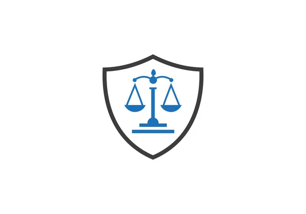 Law Balance Sign Logo Design Template Law Firm Shield Concept — Stock Vector