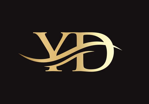 最初的金色字母Yd标志设计 Yd标志设计与现代流行 — 图库矢量图片