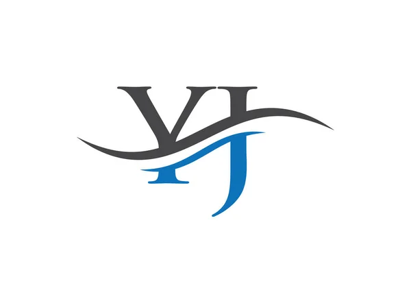溢价字母Yj标志设计与水波概念 Yj字母标志设计与现代流行 — 图库矢量图片