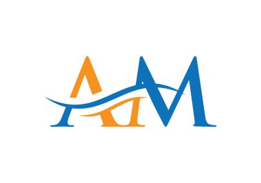 Başlangıç AM harfi iş logosu tasarım vektör şablonu minimal ve modern modayla