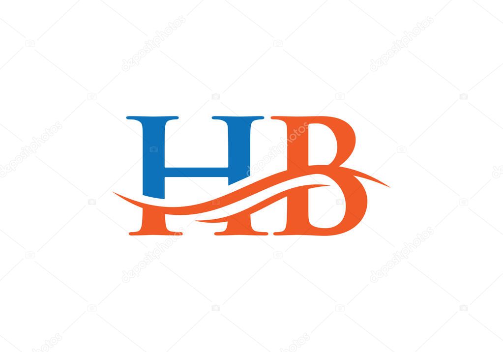 Initial HB letter linked logo vector template. Swoosh letter HB logo design. H B Logo design with modern trendy
