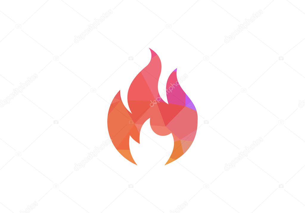 Fire logo. Fire flame burn, vector black line icon. Flammable warning or spicy food label, burning hot fire flame sign