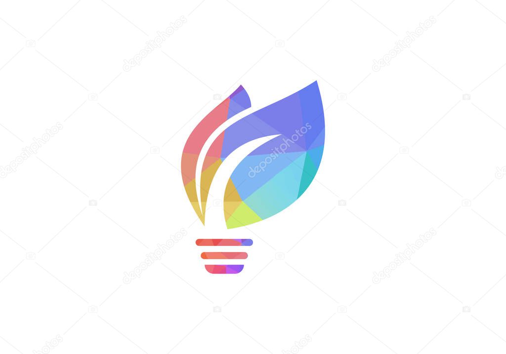 Bulb and leaf logo design modern trendy