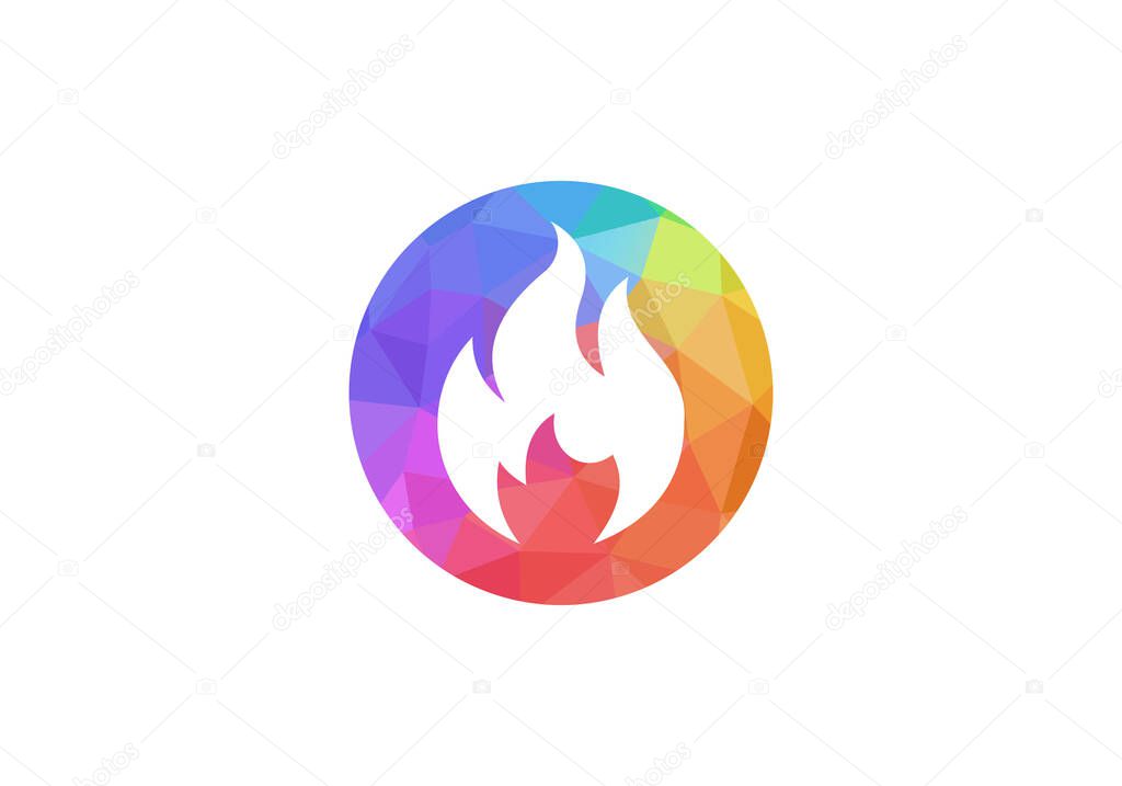 Fire logo. Fire flame burn, vector black line icon. Flammable warning or spicy food label, burning hot fire flame sign