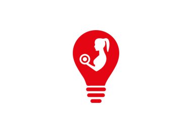 Spor salonu logosu. Fitness siluet karakter tasarım şablonu, elektrik ampullü Fitness logosu