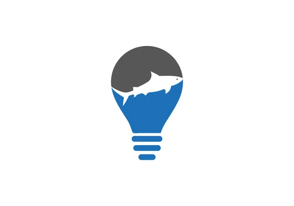 Dolphin Logo Template Vector Ícone Com Conceito Lâmpada Elétrica Ícone — Vetor de Stock
