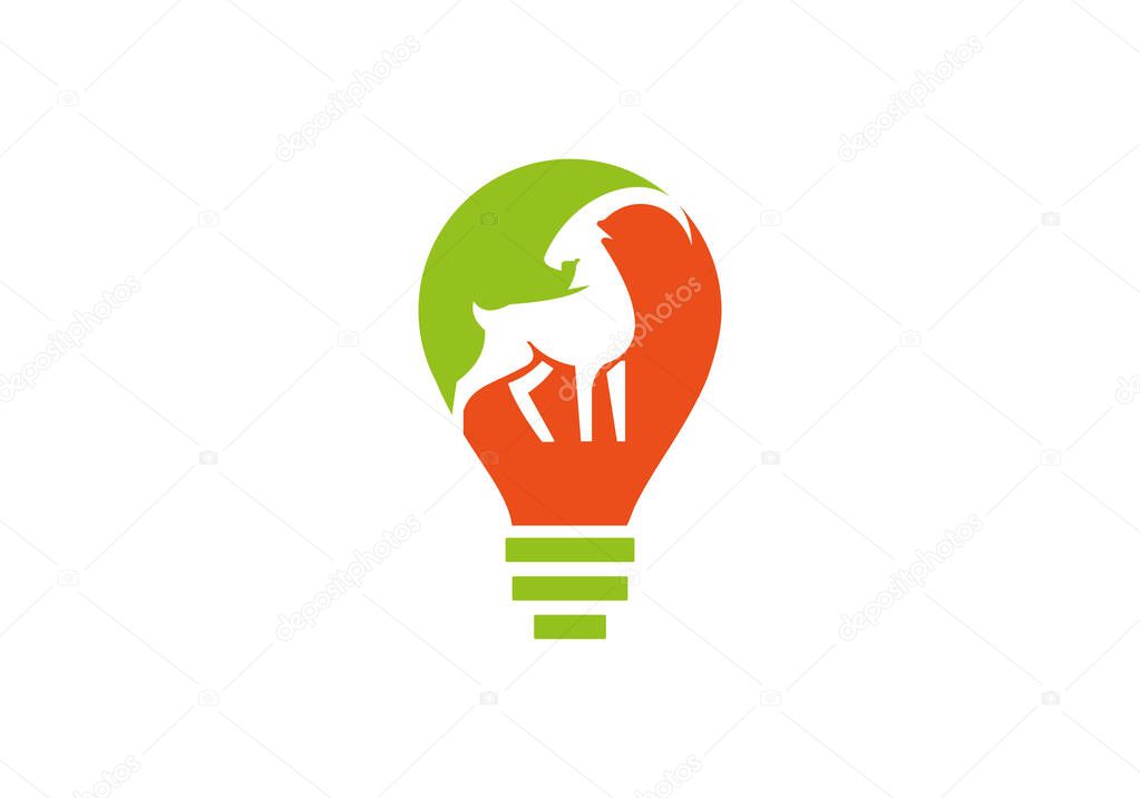 silhouette face goat. Goat head logo vector. Goat logo design with electric bulb concept