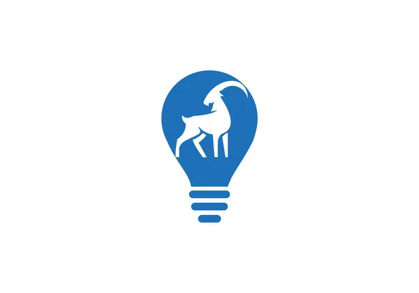 Ziegenkopf Glühbirnenform Konzept Vektor Logo Ziegenzeichen Ziegensymbol Ziegenlogo Mit Glühbirnenkonzept — Stockvektor