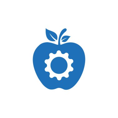 Gear logo, Gear and apple logo design vector illustration. Bulb icon, Gear apple logo