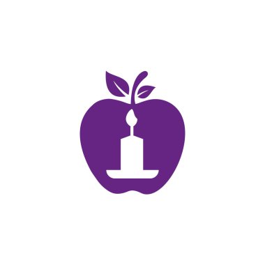 Gövde vektör elma konseptinde mum. Elmalı mum logosu tasarımı