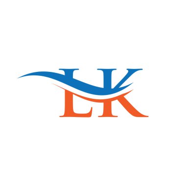 LK mektup logosu tasarımı. Su dalgası konseptli Premium Letter LK Logo Tasarımı.