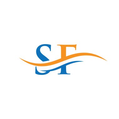 Su Dalgası SF Logo Vektörü. Swoosh Mektup SF Logo Tasarımı İş ve şirket kimliği.