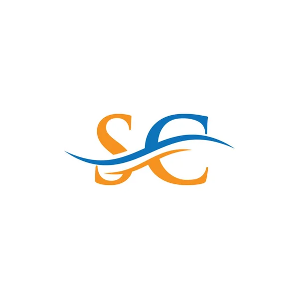 Swoosh Letter Logo Design För Företag Och Företagsidentitet Water Wave — Stock vektor