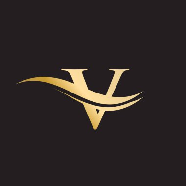 İş ve şirket kimliği için Swoosh Mektup V Logo Tasarımı. Modern modayla Su Dalgası V logosu