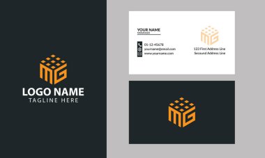Mülk ve İnşaat MG logosu tasarımı. En az kartvizitle birlikte Creative Modern Trendy ile şirket imzası. Küp MG logo tasarımı