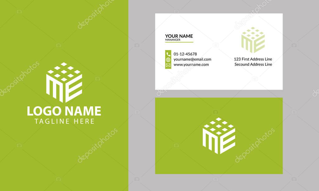 ME Cube Letter Logo Design With technology concept Creative Modern Trendy ME logo