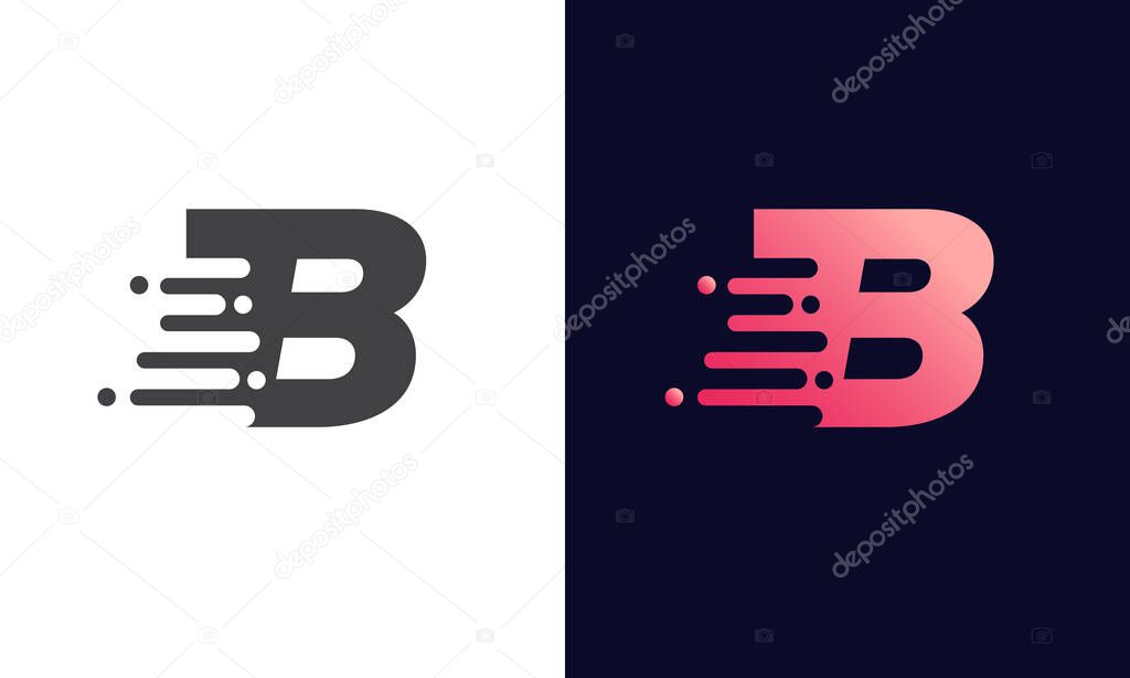 Letter B Speed Logo Design Element. Abstract letter B logo design template. Universal fast speed, quick energy drop icon.