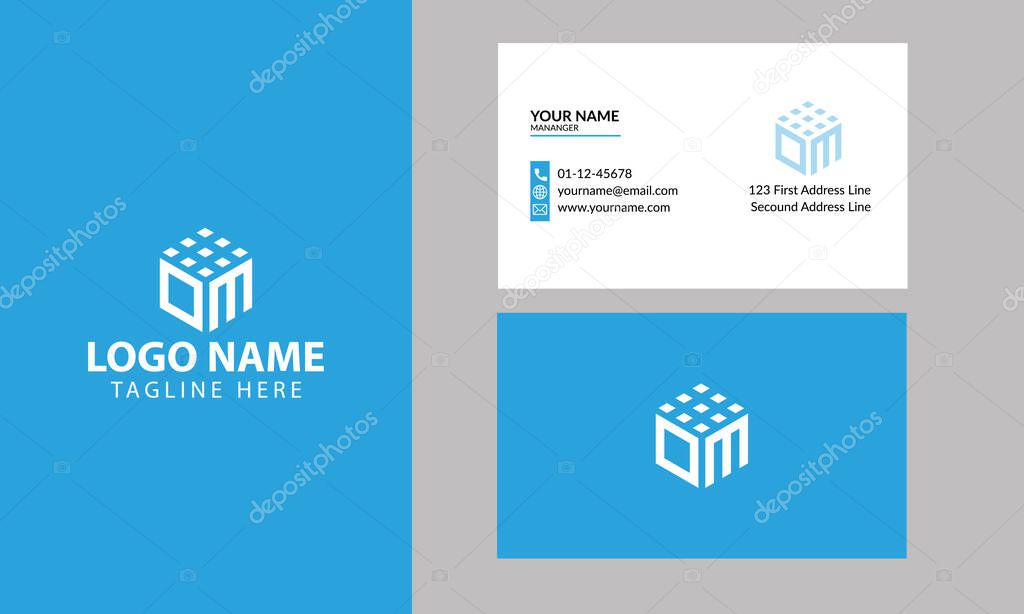 Property and Construction DM Logo design for business corporate sign with Creative Modern Trendy with a minimal business card. Cube DM logo design