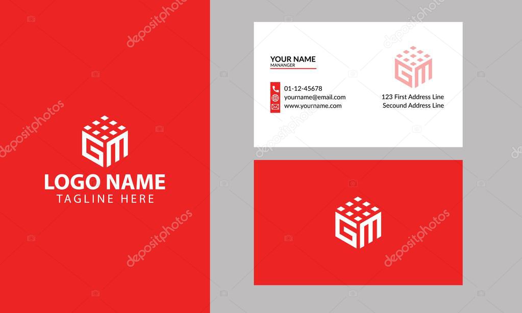 Property and Construction GM Logo design for business corporate sign with Creative Modern Trendy with a minimal business card. Cube GM logo design