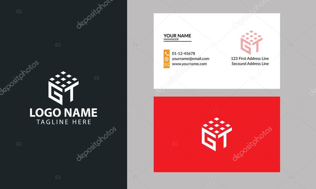 GT Cube Letter Logo Design With technology concept Creative Modern Trendy GT logo