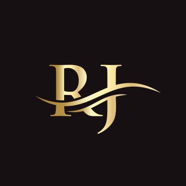 İş ve şirket kimliği için Swoosh Mektup RJ Logo Tasarımı. Modern modayla Su Dalgası RJ Logosu
