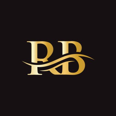 İlk RB harfi bağlı logo vektör şablonu. Swoosh harfli RB logo tasarımı. RB Logo tasarım vektörü