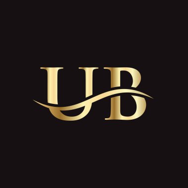 UB logo tasarım vektörü. Swoosh harfli UB logo tasarımı