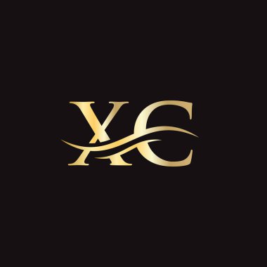 XC Logo tasarım vektörü. Swoosh harfi XC logo tasarımı