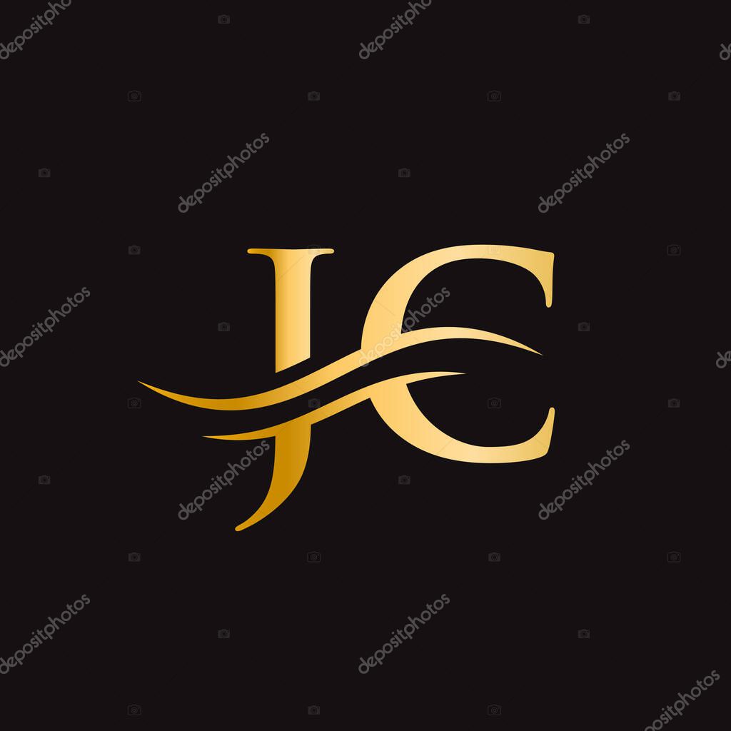 Swoosh Letter JC Logo Design for business and company identity. Water Wave JC Logo with modern trendy