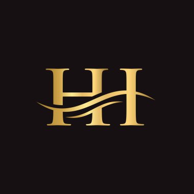 Su Dalgası HI Logo Vektörü. Swoosh Letter HI iş ve şirket kimliği için logo tasarımı.