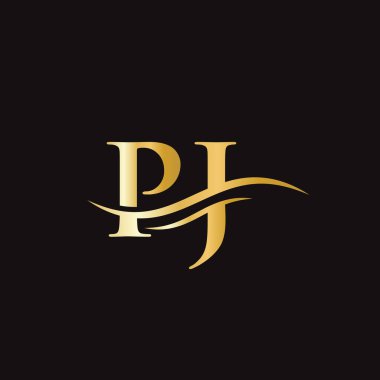 Lüks konsepti olan yaratıcı bir PJ mektubu. İş ve şirket kimliği için modern PJ Logo Tasarımı.