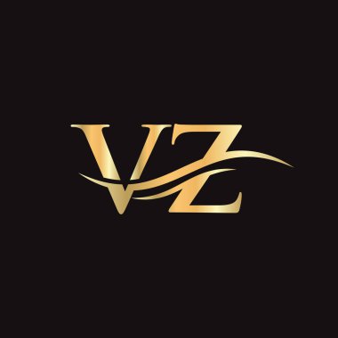 VZ logo tasarım vektörü. Swoosh harfli VZ logo tasarımı