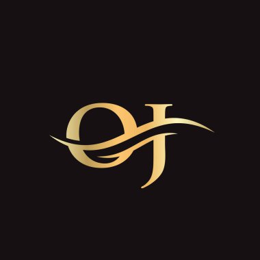 İş ve şirket kimliği için Swoosh Mektup OJ Logo Tasarımı. Modern modayla Su Dalgası OJ Logosu