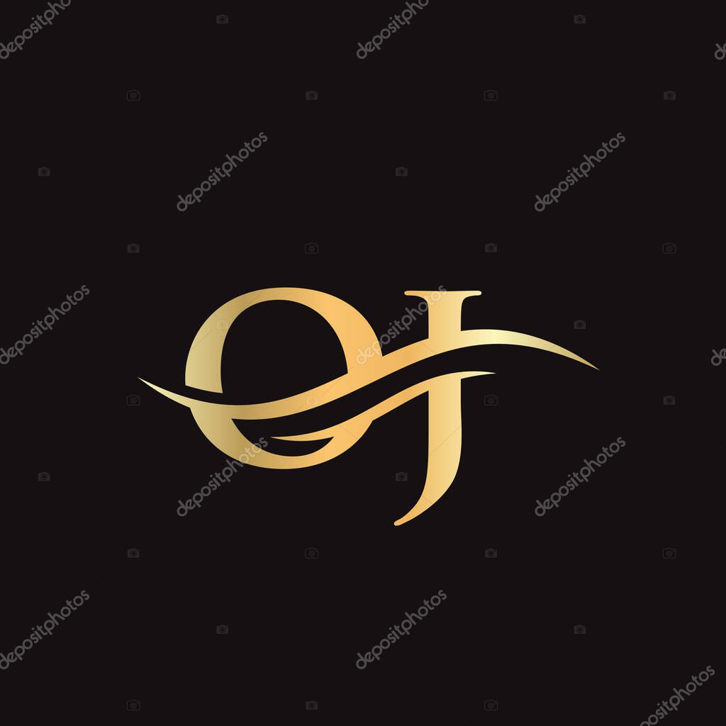 Swoosh Letter OJ Logo Design for business and company identity. Water Wave OJ Logo with modern trendy