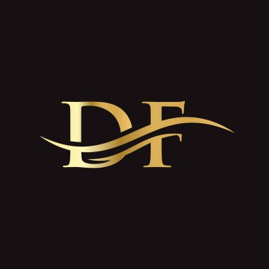 Swoosh Letter DF Logo Design for business and company identity. Water Wave DF Logo with modern trendy