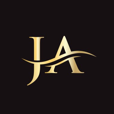 JA logo Design. Premium Letter JA Logo Design with water wave concept.