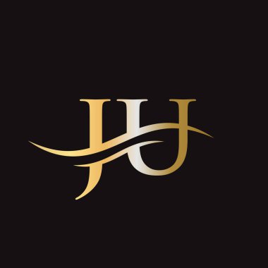 Water Wave JU Logo Vector. Swoosh Letter JU Logo Design for business and company identity.