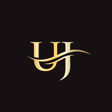 İlk bağlı harf UJ logo tasarımı. Modern modaya uygun UJ logo tasarım vektörü